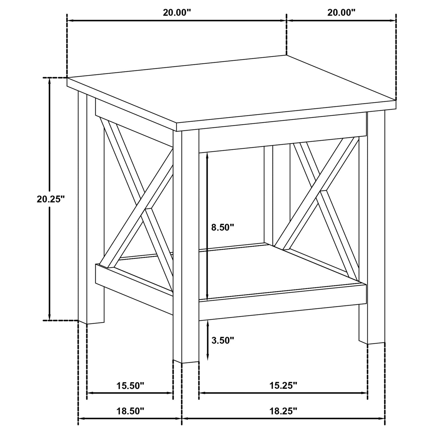 Slater - End Table With X Frame Trim - White