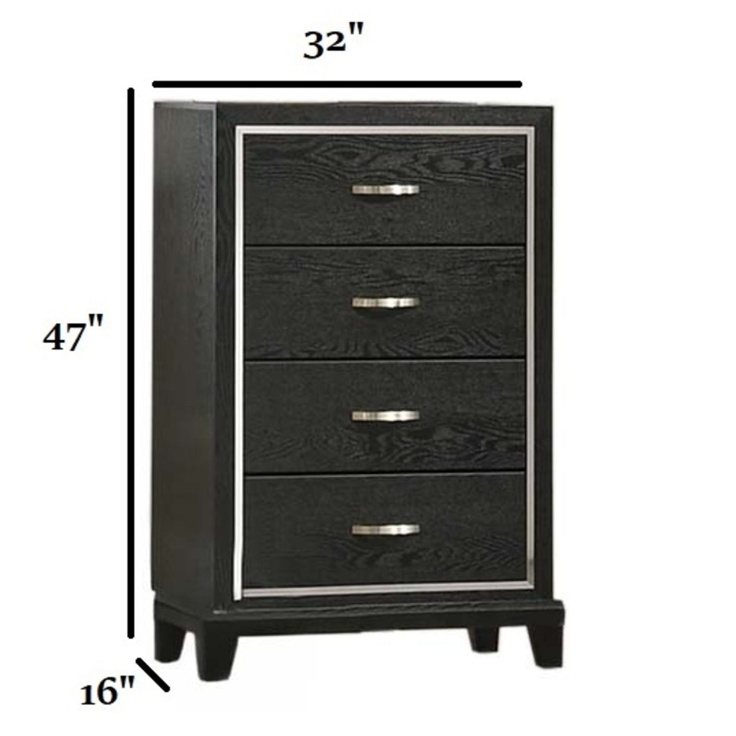 1 Piece Chest Tapered Legs Bedroom Furniture - Black
