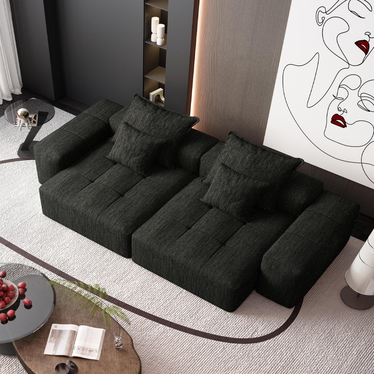 Modern Oversized Diy Combination, Modular Sectional Sofa With Pillows