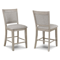 Fern - Set of 2 - 24" Counter Height Upholstered Bar Stools with Footrest in Antique Grey