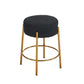 Omnira - Set of 2 - 24" Black Upholstered Round Bar Stools with Non-Slip Feet and Minimalist Design