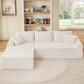 Modular Sectional With Arched Armrests, Includes 3 Back Cushions & 2 Throw Pillows