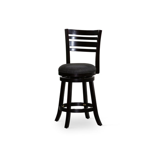 Venice - Set of 2 - 24" Counter Height Swivel Stools, Espresso Finish with Charcoal Fabric Seats