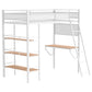 William - 3 Shelf Workstation Loft Bed With Built-In Desk And Storage