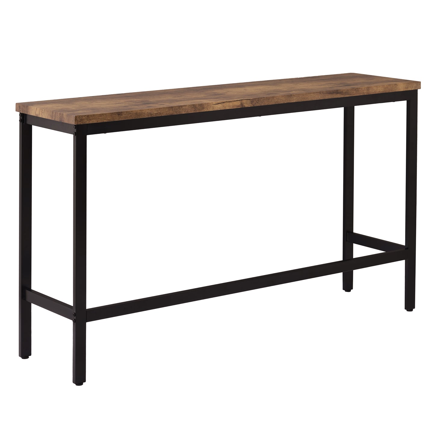 Thalor - Set of 2 - 24" Counter Height Stools with Extra Long 60.2" Brown Table and Footrest, Space-Saving Design