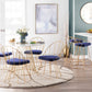 Solace - Set of 2 - 26" Blue Velvet Counter Stools with Gold Frame