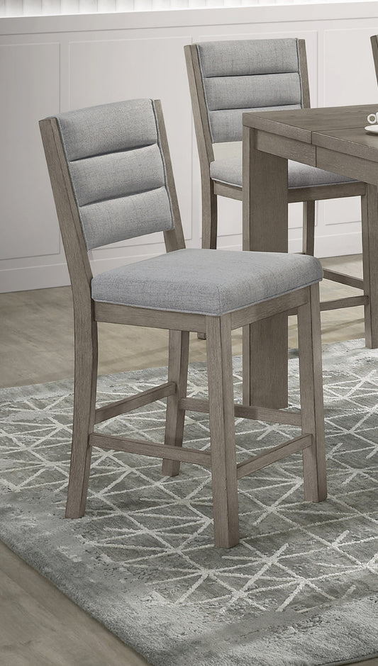 Santorini - Set of 2 - 26" Rustic Grey Upholstered Counter Height Dining Chairs