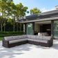 Contemporary Outdoor Rattan Wicker Sectional Seating Group With Cushions