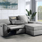 Destiny - Linen Sectional Sofa With Dropdown Table - Gray