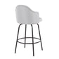 Orithis - Set of 2 - 26" Fixed-Height Light Grey Fabric Counter Stools with Black Metal Legs & Round Footrest