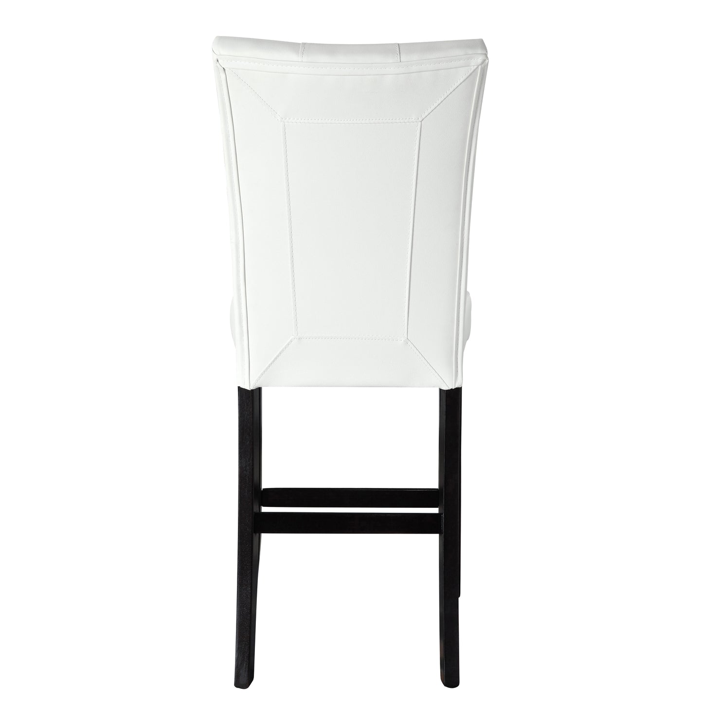 Lustre - Set of 2 - 24” White Faux Leather Counter Stools with Button-Tufted Backs