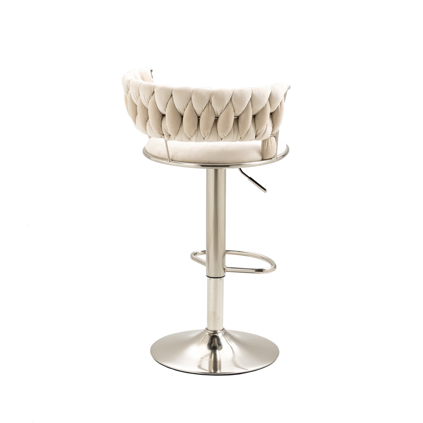 Mynroe - Set of 2 - Ivory Swivel Adjustable Counter Height Bar Stools with Footrest