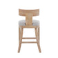 Pivora - Set of 2 - 27" Linen Upholstered Counter Stools with Natural Rubberwood Frame, High Back, and Footrest