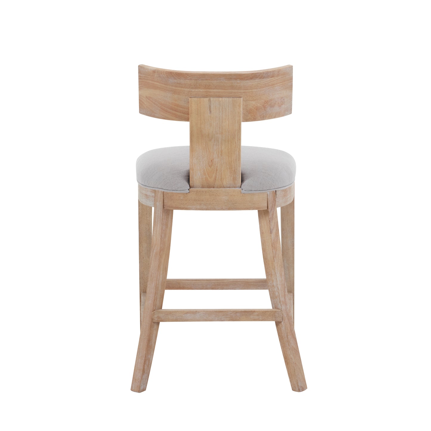 Pivora - Set of 2 - 27" Linen Upholstered Counter Stools with Natural Rubberwood Frame, High Back, and Footrest