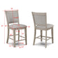 Hermione - Set of 2 - 26" Tan/Beige Gray Farmhouse Counter Stools with Upholstered Seat & Back