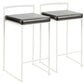 Farrington - Set of 2 - 24" Contemporary Stackable Counter Stools in White with Black Faux Leather Cushion