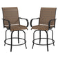 Arbor - Set of 2 - 28" Tan 360° Swivel Outdoor Bar Stools with Armrests, Steel Frame, and High Back