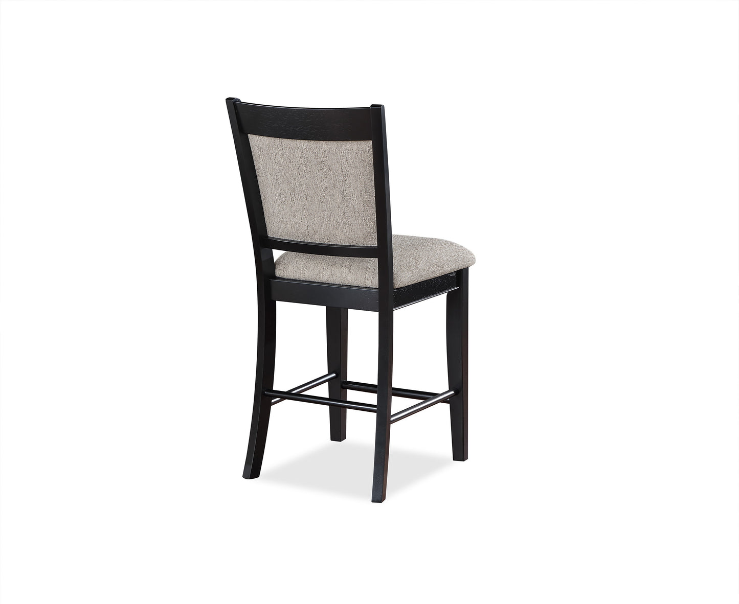 Huxe - Set of 2 - 24” Black and Light Gray Upholstered Counter Height Chairs with Footrest and Wooden Tapered Legs