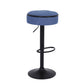 Veynard - Set of 2 - 24" Blue Linen Adjustable Bar Stools with 360° Swivel, Metal Frame for Kitchen and Dining