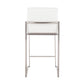 Lyriana - Set of 3 - 24" White Faux Leather High Back Counter Stools with Stainless Steel Frame