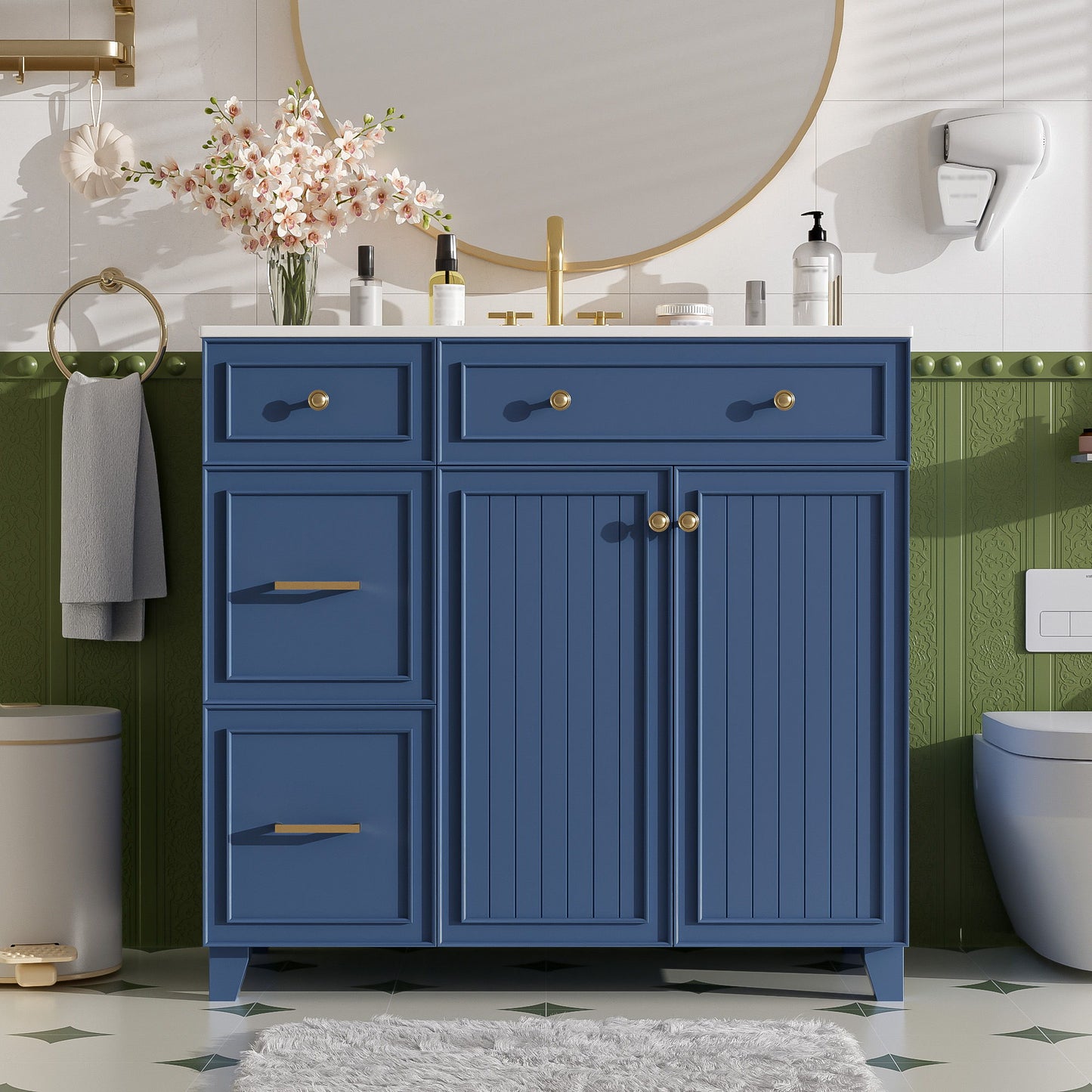 Bathroom Vanity With Sink, Soft Close Doors, Adjustable Shelves