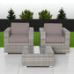 Wicker Seating Group Set With Table And Cushions