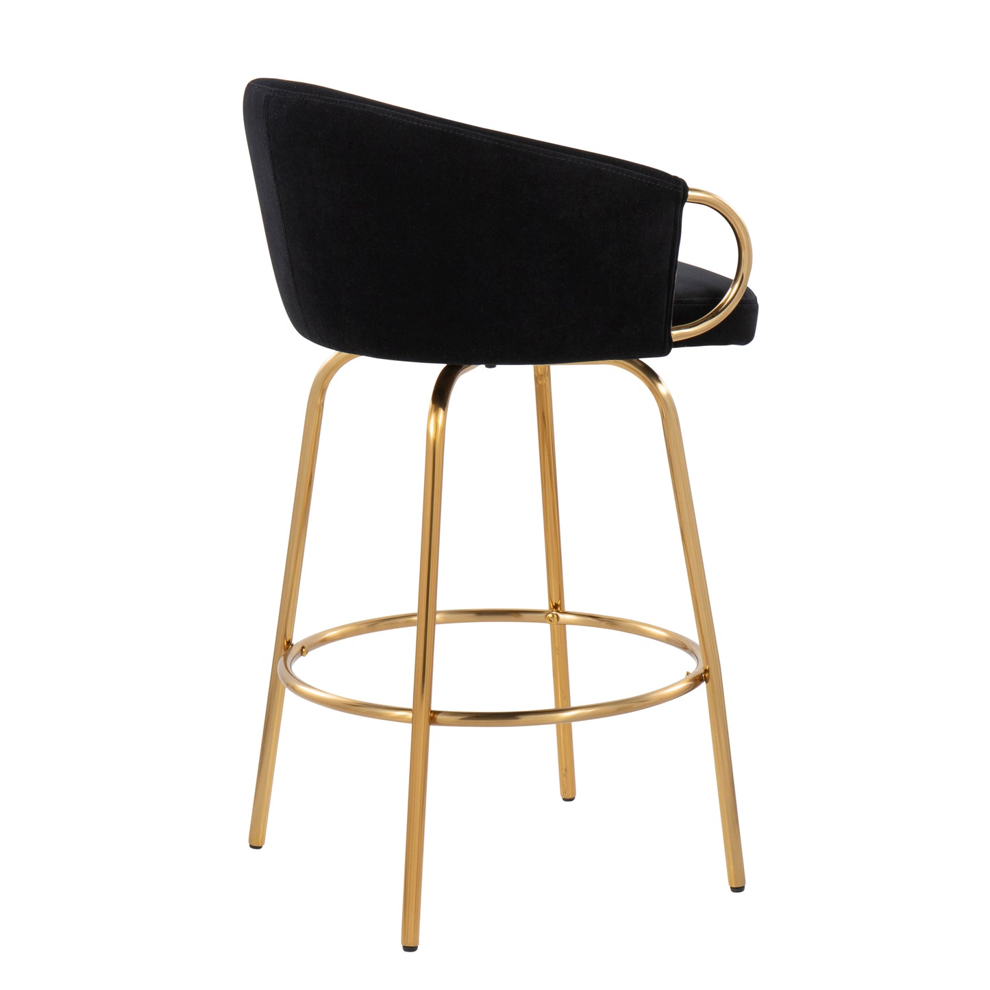 Opulent - Set of 2 - 30" Black Velvet & Gold Steel Counter Stools