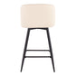 Loris - Set of 2 - 24" Cream Faux Leather Counter Stools with Black Metal Frame