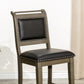 Hestia - Set of 2 - 24" Counter Stools with Weathered Gray Finish and Black Bonded Leather Seats