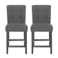 Haven - Set of 2 - 26" Charcoal Contemporary Fabric Button Tufted Counter Stools with High Back