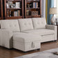Upholstered Pull Out Sectional Sofa With Chaise