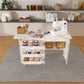 4 In 1 Folding Sewing Table With Lockable Wheels, Multi Functional Craft Station - White