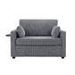 Sleeper Sofa With Foldable Mattress, USB Ports, Side Table & Storage Pocket