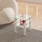Modern Tempered Glass Tea Table, End Square Table For Living Room