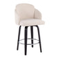 Monet - Set of 2 - 30" Black Wood and Cream Fabric Counter Stools with Round Chrome Footrest and Swivel Seating