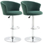 Harkins - Set of 2- 25" Adjustable Swivel Bar Stools, Dark Green Velvet Upholstery, Counter Height with Footrest (22.8" x 22.8" x 42.5") for Kitchen or Dining Room