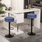 Veynard - Set of 2 - 24" Blue Linen Adjustable Bar Stools with 360° Swivel, Metal Frame for Kitchen and Dining