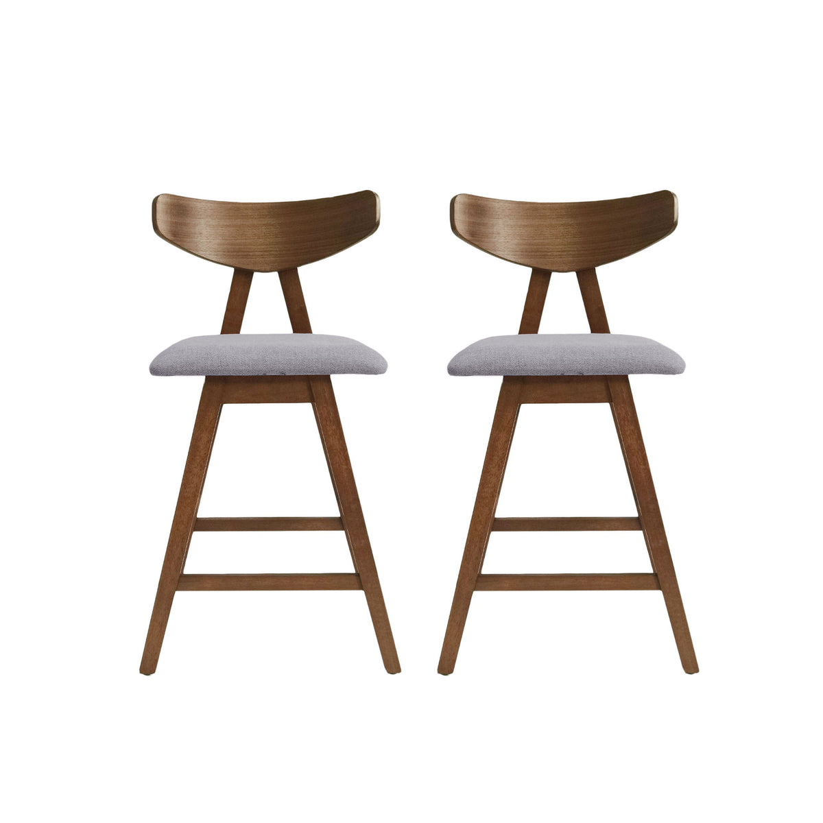 Mid Century Modern Counter Stool With V Shape Frame And Upholstered Seating