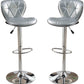 Hawthorne - Set of 2 - 24” Adjustable Silver Faux Leather Counter Stools with Chrome Base