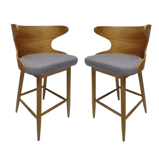 Glade - Set of 2 - 24" H Fabric Mid-Century Bar Stools