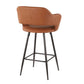 Marga - Set of 2 - 37- Brown Faux Leather Counter Stools with Black Metal Legs