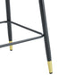 Holborn - Set of 2 - 27" Black Swivel Wood Bar Stools with High Back, Modern PU Seat, Gold Accents, and Metal Legs