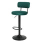 Hendrio - Set of 2 -  24.5"-30.5" Green Velvet Adjustable Bar Stools with Curved Backrest, Swivel Counter Height