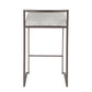 Lenn - Set of 2 - 24" Industrial Stackable Counter Stools with Antique Grey Finish and Light Grey Cowboy Fabric Cushion