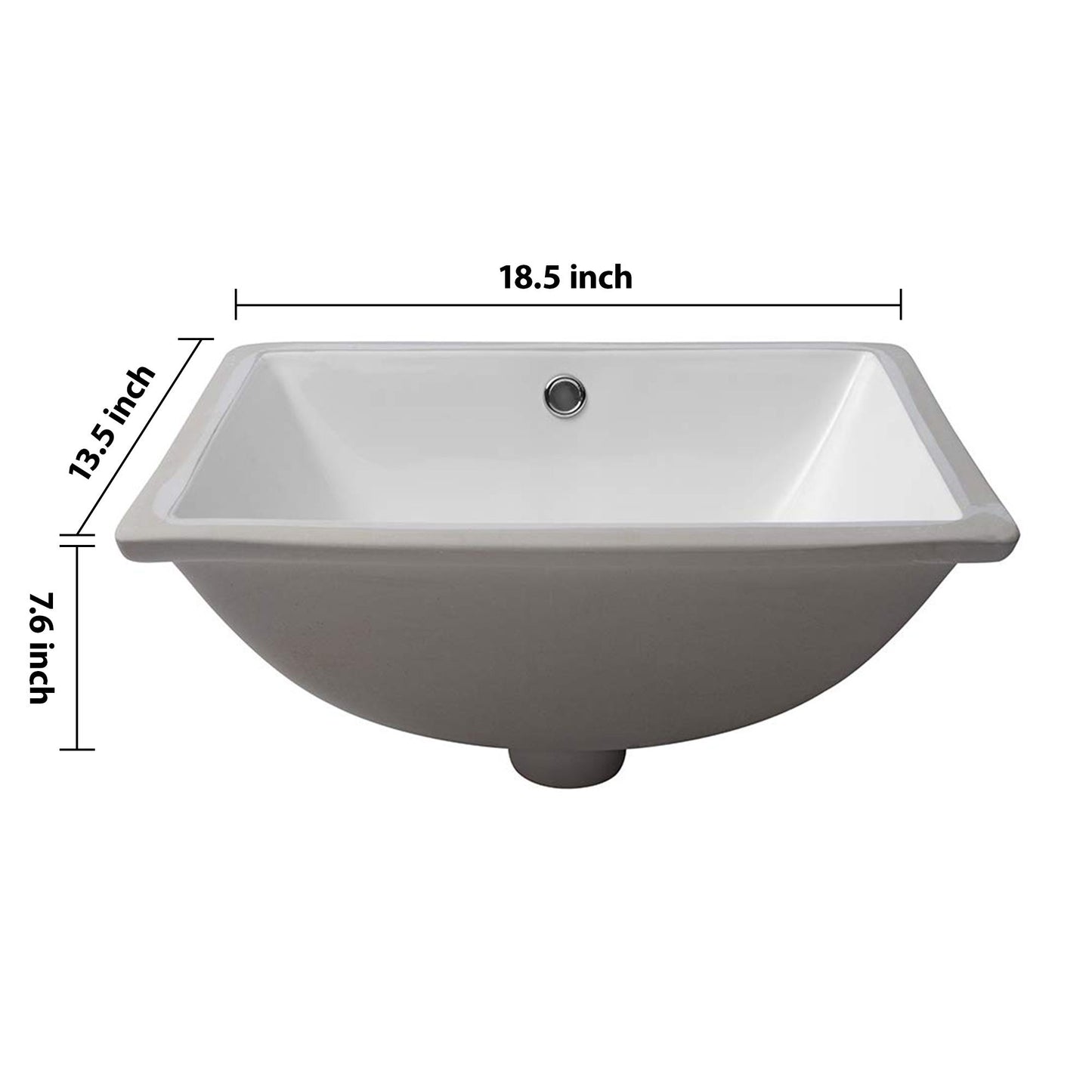 European Style Ceramic Rectangular Undermount Bathroom Sink With Overflow