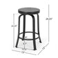 Hemlock - Set of 2 - 25" Black Swivel Counter Stools with Faux Wood Seat and High Back