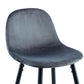 Nero - Set of 2 - 30" Dark Grey Velvet Bar Stools with Backrest, Black Metal Legs, and Footrests