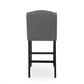 Viora - Set of 2 - 30" Charcoal & Dark Brown Fabric Tufted Wingback Counter Stools