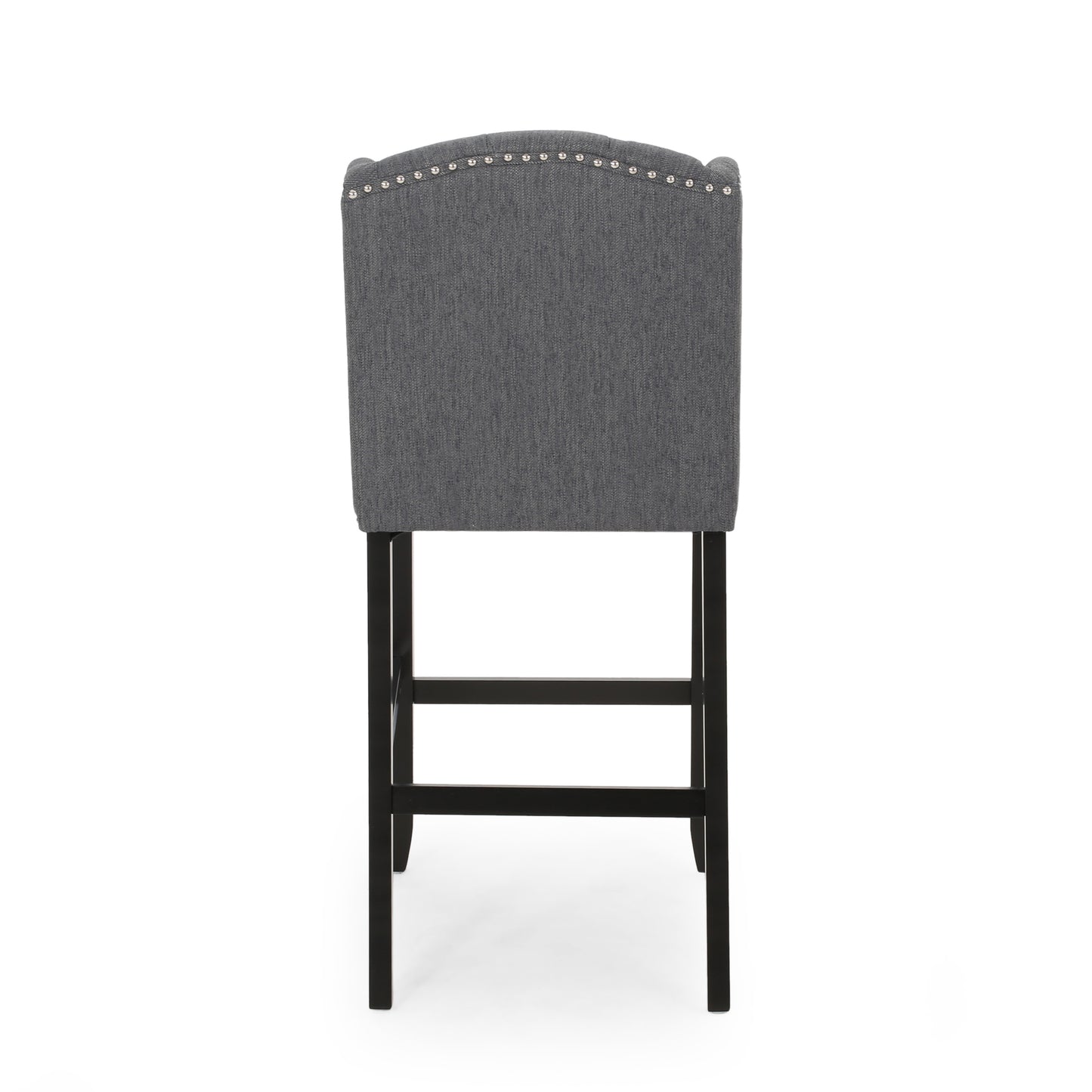 Viora - Set of 2 - 30" Charcoal & Dark Brown Fabric Tufted Wingback Counter Stools