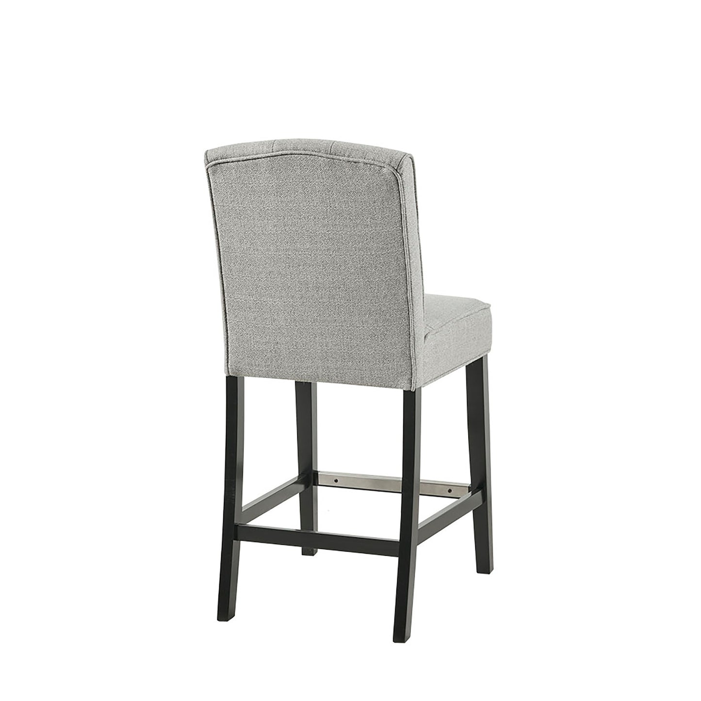 Malyvora - Set of 2 - 26" Light Grey Tufted Counter Stools with Black Wood Legs, Stylish and Comfortable Seating for Modern Kitchens and Dining Spaces